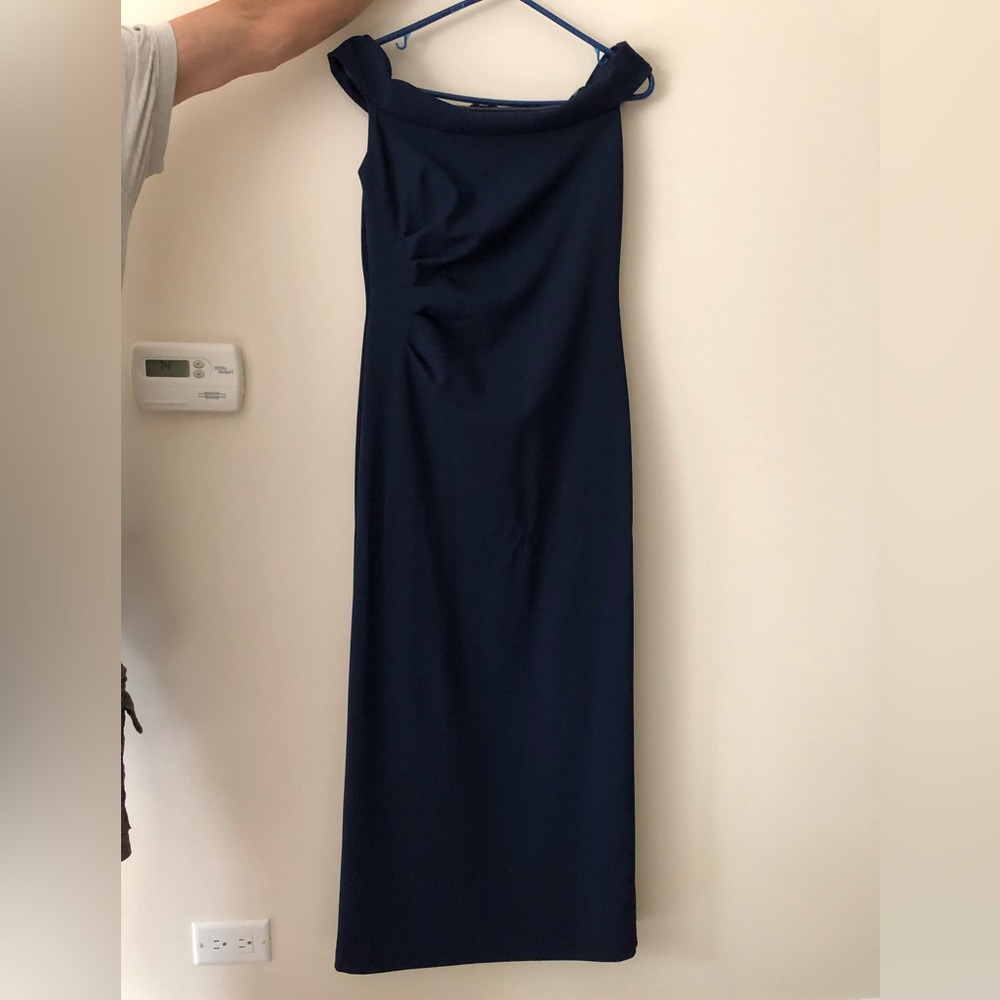 DB formal maxi floor length off the shoulder navy dress size 10 style AP2E205054